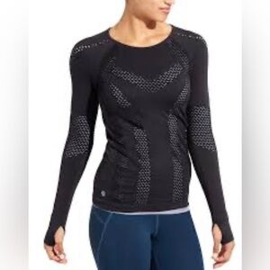 Athleta Burpee Laser Cut Long Sleeve Double Layer Top